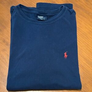 Ralph Lauren Navy Blue Crewneck T‑Shirt with Red Polo Emblem men’s L